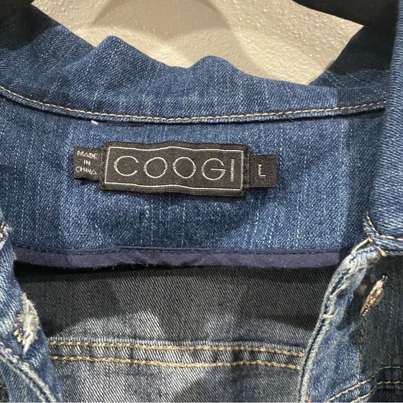 Coogi Embroidered Denim Patch Jacket Dark Blue Large - Picture 2 of 11